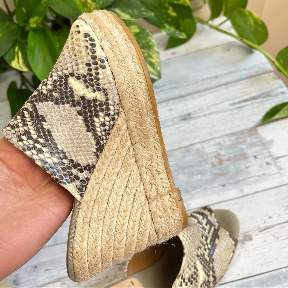 Kanna Women’s Snake Skin‎ Wedge Espadrilles Open Toe Shoes Size 36